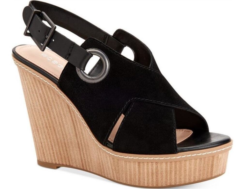 BCBGeneration Womens Black Suede Penelope Platform Wedge Sandals / Size 11
